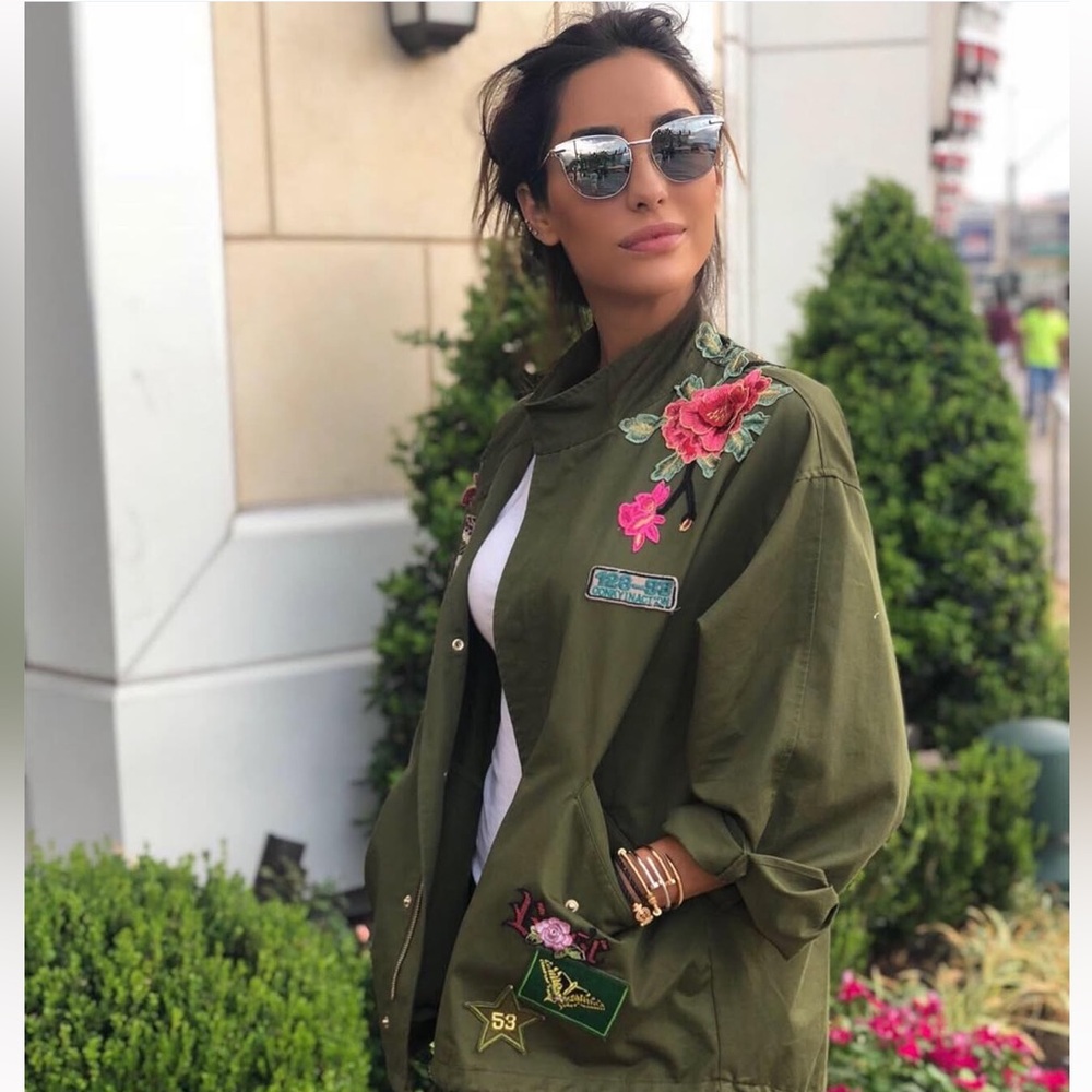 Zara Floral Embroidered Green Jacket